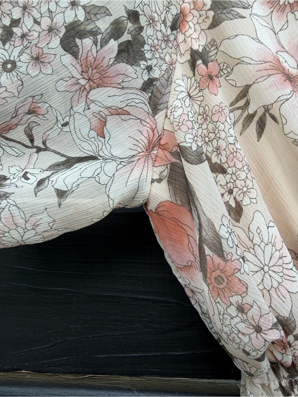 En Focus sz 6P Floral V-Neck Maxi Dress in Blush Half Sleeve- Boho Fairy - Picture 9 of 9